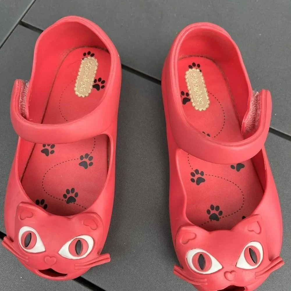 Mini Melissa Ultragirl II Pink Cat Mary Jane Flats Shoes Toddler Girls Size 9